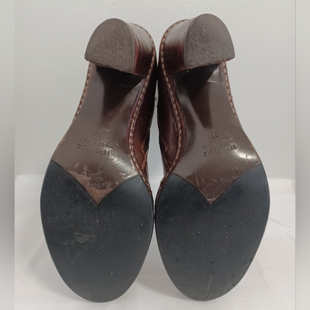 Alberto Fermani chunky heel boots Brown leather zip-up  made in Italy size39 - Picture 12 of 15